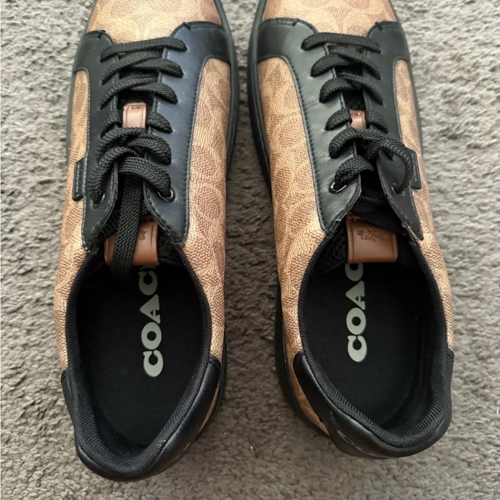 Coach Canvas Tan and Black Sneakers sneaker size 12 never worn. - Picture 2 of 5